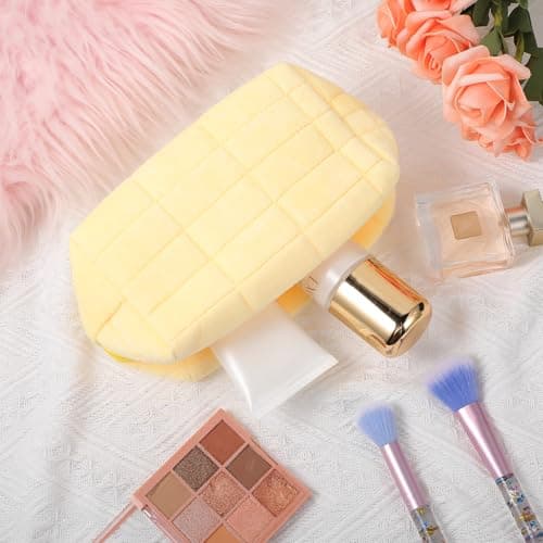 Sibba Makeup Bag Soft Pouch Pencil Case Aesthetic Cosmetic Pouch Bathroom Shower Fuzzy Plush Toiletry Organizer Make Up Organize Accessories Travel Bag Y2k Purse Containers Women — view 4