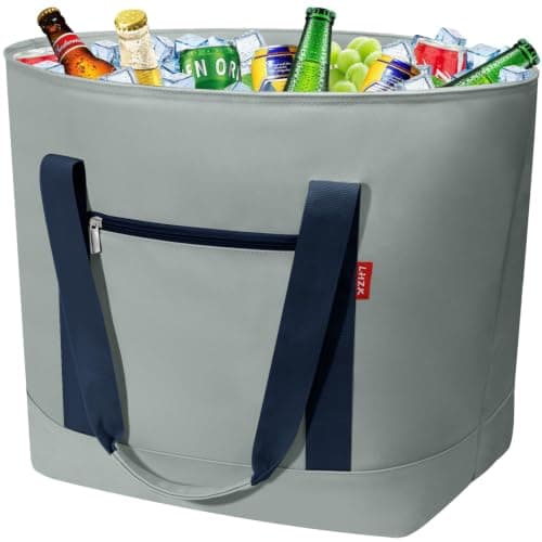 LHZK Jumbo Insulated Cooler Bag, Heavy Duty PU Insulated Grocery Bag, 50L
