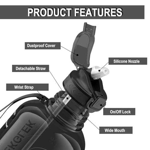 GLEKGLEK 2L Water Bottle with Straw, BPA Free, Black — view 3