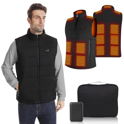 Rtdep Heated Gilet for Men, Heated Body Warmer Mens with 10000mah Battery Pack, Heated Vest with 8 Zone Heating, Heated Jackets for Men Work Thermal Vests, Motorcycle(M)