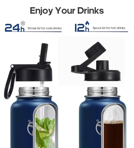 HydroPal Vacuum Insulated 500ml Stainless Steel Water Bottle with Dual Lids — view 3