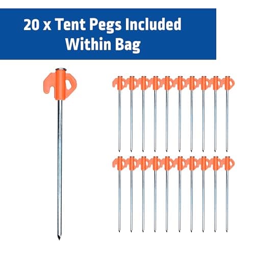 Blue Diamond Heavy Duty Tent Pegs - 20 Pack Hard Ground Tent Pegs, Camping Pegs for Awnings, Gazebos, Outdoor Use - Galvanized Steel (Deluxe Kit (Mallet, Peg Puller, Carry Bag)) — view 5