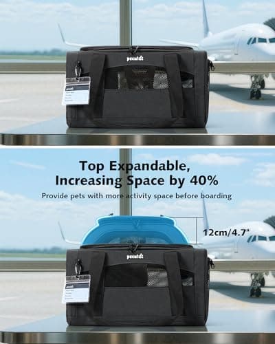 pecute Cat Carrier Top Expandable, Airline Approved Cat Carrier, Dark Grey — view 4