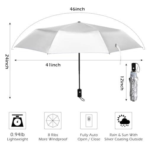 HEXSOLID 46inch Strongest Windproof Travel UV Umbrella Silver/Pink — view 6