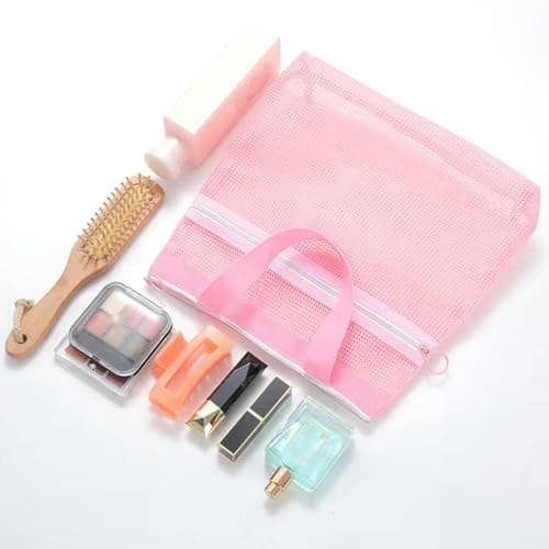 DmsGJyp Mesh Shower Bag, Quick Dry Toiletry Bag with Zip Pockets 24 x 26 cm — view 5
