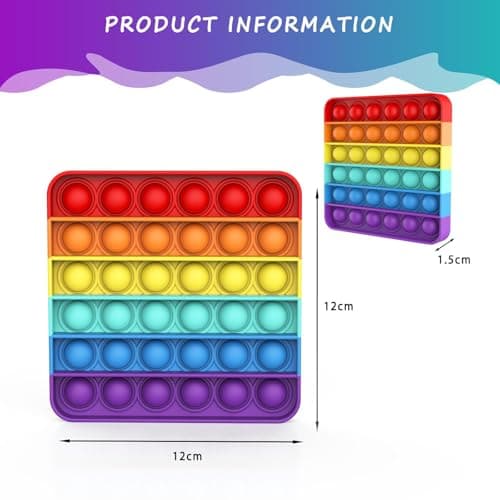 Bdwing Push and Pop Bubble Sensory Fidget Toy, Silicone Sensory Fidget Toy For Kids And Adults, Anxiety Relief Finger Toys, Autism for ADHD Squeeze Toys (Rainbow Squire) — view 3