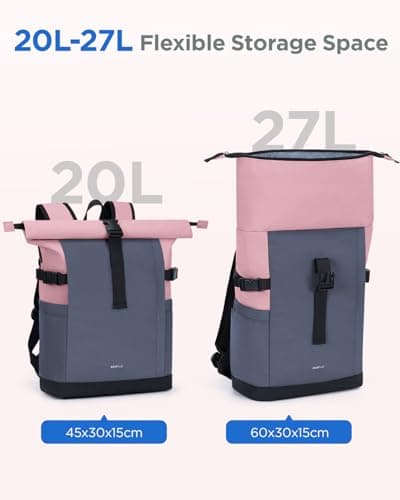 ECOHUB Women's Laptop Backpack, Rolltop Fashion Color Block Rucksack — view 3