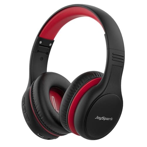 JoySpark Kids Bluetooth Headphones, 60 Hours Playtime, Bluetooth 5.4 Kids Headphones Wireless, Type-C Fast Charging, 85/94dB Volume Limited, Foldable Toddler Headsets with Mic-Black Red