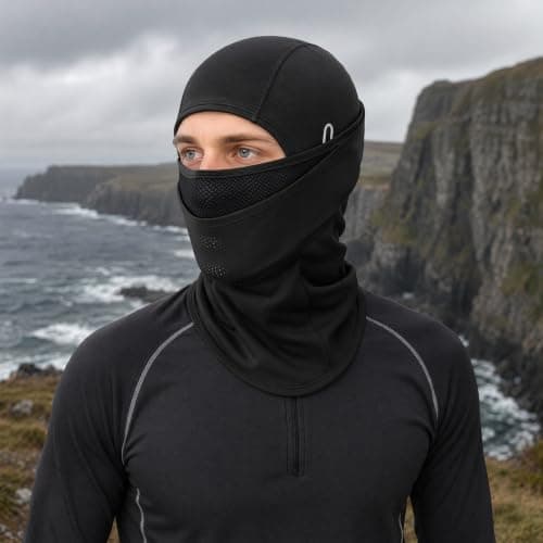 Balaclava for Men & Women, Thermal Ski Mask, Windproof Cycling (Black) — view 2