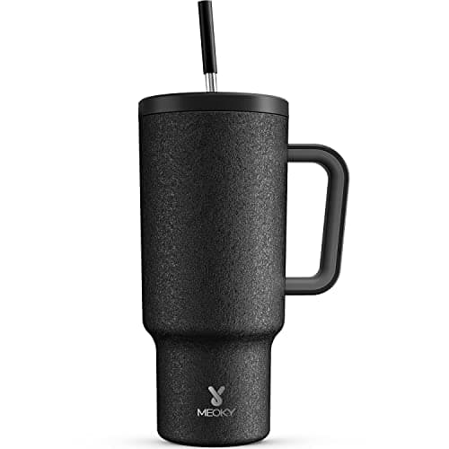 Meoky 1182ml Tumbler with Straw and Lid, 40oz Tumbler with Handle, Insulated Stainless Steel Travel Mug Water Bottle, 100% Leak-Proof, Cold for 34 Hours or Hot for 10 Hours (Night)