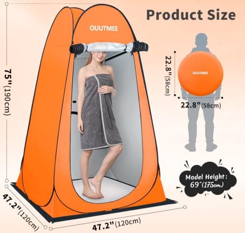 OUUTMEE Pop Up Camping Shower Tent, Toilet Tents for Camping Privacy — view 2
