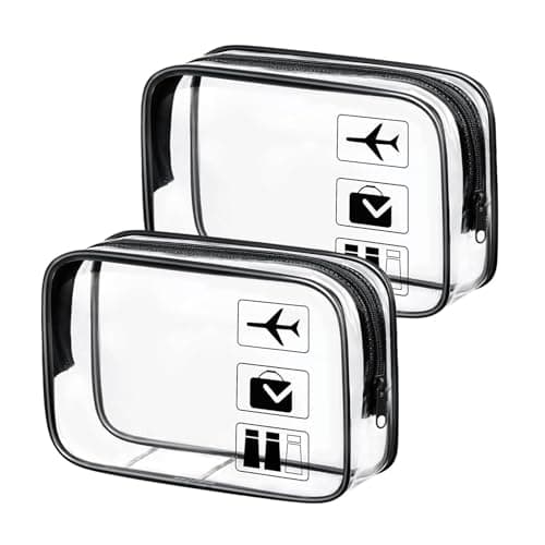 Aucuu Clear Toiletries Bag, 2 Pack PVC Waterproof Toiletries Carry Pouch, TSA Approved Travel Toiletry Bag with Zipper, Portable Cosmetic Makeup Bags for Men, Women and Kids - Travel Business Trip