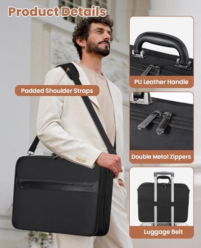 Jetviivid Briefcase for Men, 15.6~16 Inch Laptop Bag Work Bag, Lightweight Attache Case with Shoulder Strap, Computer Bag for Office Business Travel Meeting College — view 6