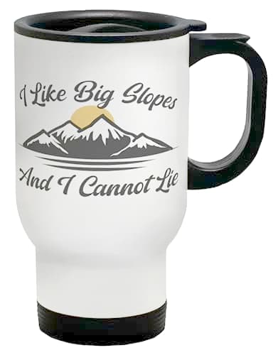 Shopagift Funny Skiing Travel Mug I Like Big Slopes Ski Lover Stainless Steel 14oz Cup