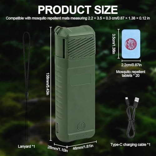 AOOWU 3-in-1 Electric Mosquito Repellent with 20PCS tablets, Portable Mosquito Repeller, Double-Sided Insect Repellent with Camping Lantern & Power Bank Function, for Outdoors, Camping, Backpacker — view 2