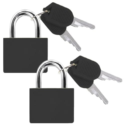 Suitcase Locks with Keys - LeFeirr Luggage Small Padlock Keyed for Travel Gym Locker Bags Holiday Cases,Pack of 2,Black