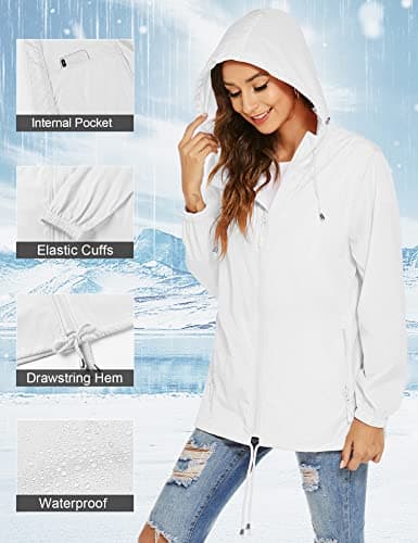 Rapbin Rain Coat for Women Lightweight Summer Rain Jacket Packable Raincoat — view 5