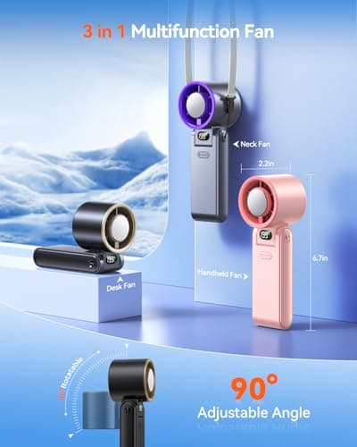 Portable Handheld Turbo Fan with Ice Cooler, 199 Speed Personal Fan,5500mAh Rechargeable,20H Cooling Time,20000 RPM Powerful Silent Motor, Summer Essential for Travel/Outdoor/Office,Black Gold — view 6