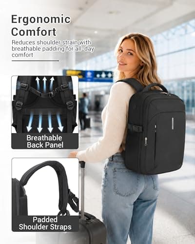 Kono Ryanair Cabin Bag 40x30x20, Underseat Travel Backpack, Black — view 6