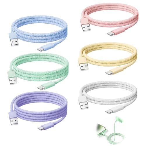 Fofuo 6Pack USB A to USB C Cable 3/6/10FT USB C Charger Cable Nylon Braided