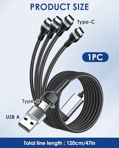 USB C Splitter Multi Charger Cable USB A/C to USB C 3.1A Fast Charging — view 2