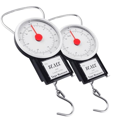TB1 Products 2 Pack Mechanical Luggage Scale 32kg – Portable Suitcase Weighing Scales with Hook – Travel Weight Checker for Holiday, Baggage, Hand Luggage – No Batteries Needed, Compact & Durable