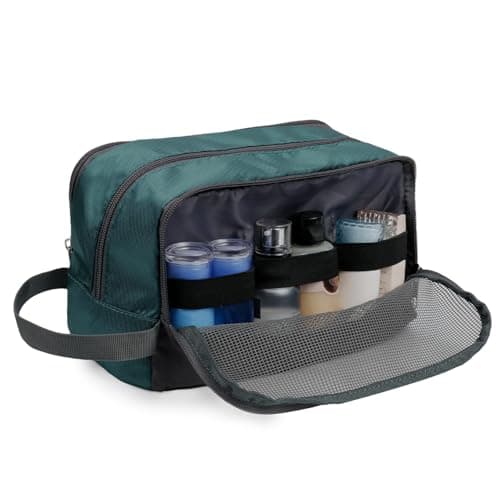 WANDF Toiletry Bag Water-Resistant Nylon Travel Wash Bag Lightweight Dopp Kit for Men and Women (A-Malachite Green) — view 4