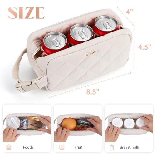 Cerbonny Small Cool Bag, Freezable Lunch Bag with Ice Packs, Beige — view 3