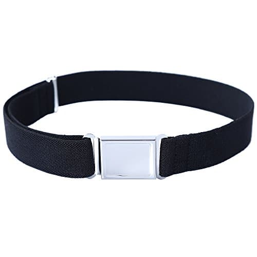 Kids Toddler Adjustable Magnetic Belt - Big Elastic Stretch Belt with Easy Magnetic Buckle for Boys Girls (Black)(Size: One size)