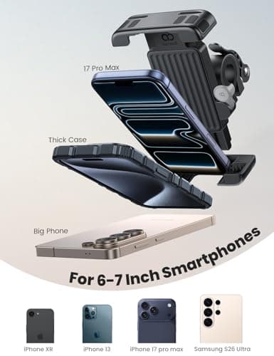 Lamicall Foldable Bike Phone Holder Bicycle - 【Quick Release Clamp】 Motorbike Phone Holder, Universal Motorcycle Handlebar Mount for iPhone 17 Pro Max 16 15 14 13, Samsung S25 Ultra, All Phones — view 5