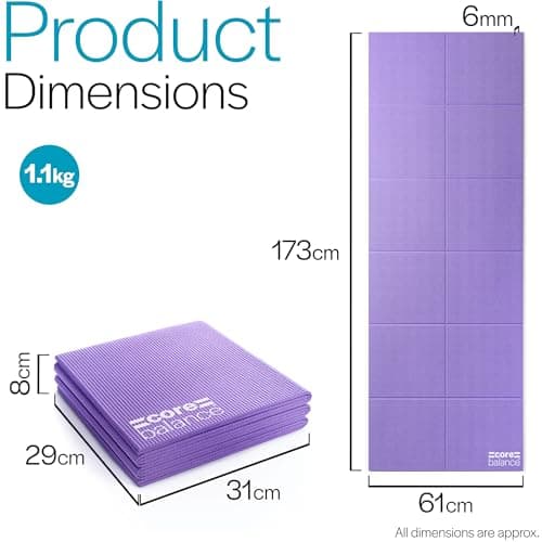 Core Balance Foldable Travel Yoga Mat, Purple — view 6