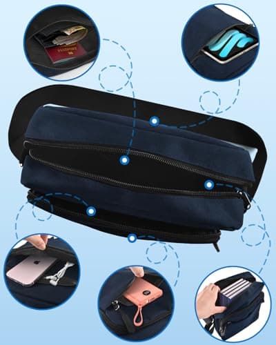 BROTOU Large Unisex Crossbody Shoulder Bag, Waterproof Chest Bag with Wide Adjustable Strap, Casual Chest Sling Bag, Travel Hiking Daypack (Blue) — view 4