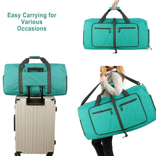 ehsbuy 60L Foldable Travel Duffle Bags for Men Women Large Holdall Waterproof Overnight Weekend Bags for Gym Luggage — view 4