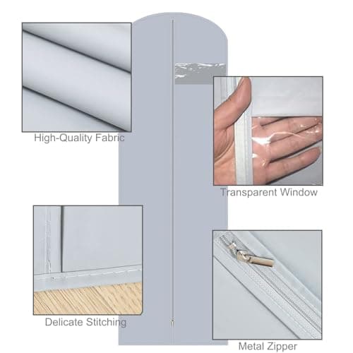 3-Pack Long Dress Garment Bag with Window, Hanging Clothes Cover for Gowns, Wedding Dresses, and Suits – Dust-Proof Storage with Metal Zipper (183cm / 72 inches) — view 4