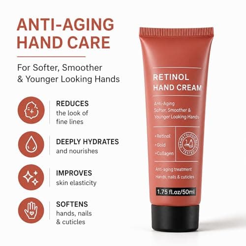 Retinol Hand Cream 2 x 50ml, Anti Ageing Moisturiser with Collagen & Gold for Softer Smoother Looking Hands - Dry Skin Care for Women, Nails and Cuticles, Travel Size Gift Set — view 2