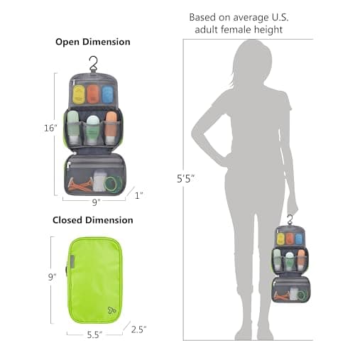 Travelon Compact Hanging Toiletry Kit, Lime, One Size — view 2