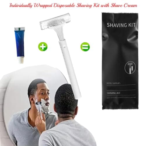 10Pack Luxury Individually Wrapped Travel Disposable Razors Set With Shave Cream; Clean and Hygienic; Hotel Multipurpose Private Body Razor; Portable Shaving Razor Set for Home Hotel Travel, Daily Use — view 3