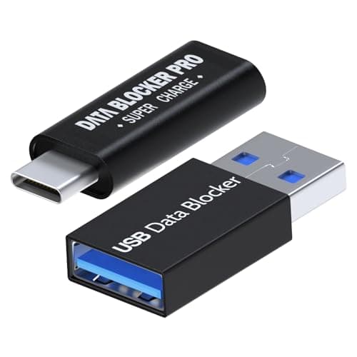 MMOBIEL USB Data Blocker & USB-C Data Blocker [2 Pack] Protect Against Juice Jacking – Charge Only Adapter, Safe Charging – USB-A/USB-C Defender - Refuse Hacking - Data Blocking Adapter – Black