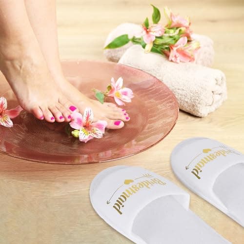 5 Pairs Disposable Spa Slippers, Open Toe Hotel Slipper Guest Slipper for Spa Party Guest Travel Home Hotel (Bridesmaid-2) — view 2