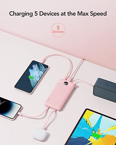VRURC 10000mAh Power Bank With Built-in 4 Cables, Slim Portable Charger — view 4