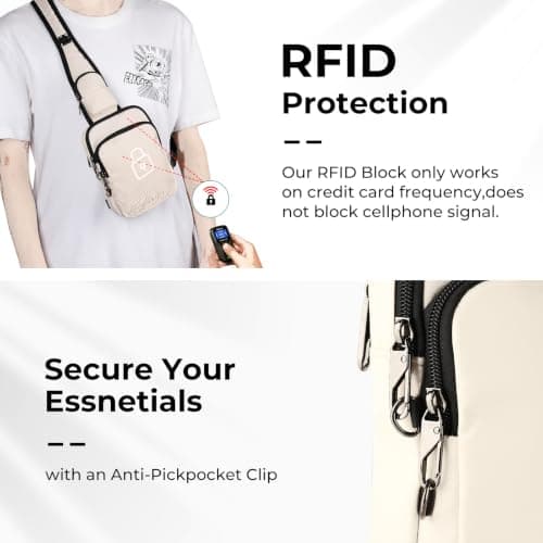 BROADREAM Anti-theft Shoulder Bag - Sling Chest Crossbody Bag Chest Bag Men Waterproof Shoulder Bag with Zip Lock RFID Blocking, Small Handbag for Men Women — view 3