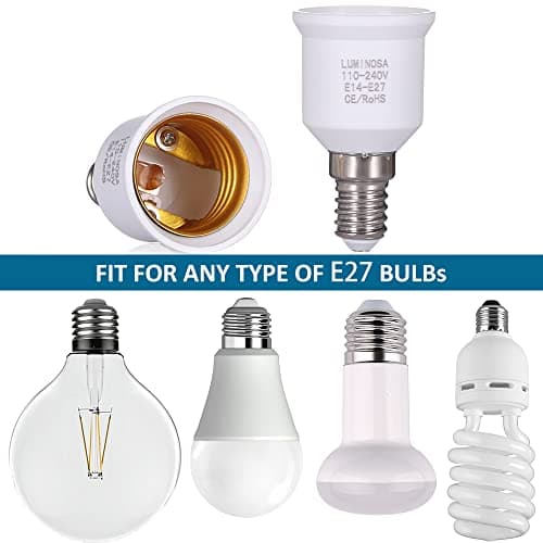 Luminosa E14 to E27 Lamp Socket Adapter Converter Holder for LED Halogen Edison Energy Saving Smart Bulb (Pack of 2) / Convert Small Screw to Large Screw Convertor Adaptor/CE — view 6