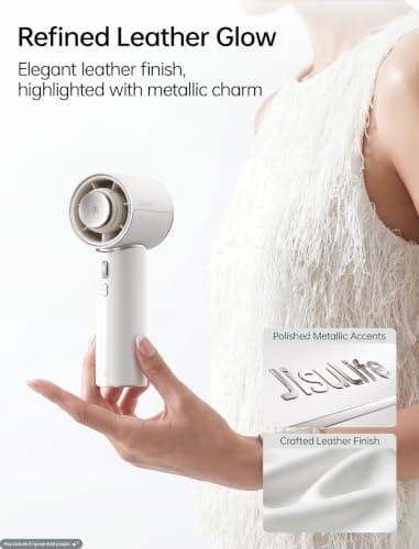 JISULIFE Handheld Fan, PU Leather Design, 30H Cooling, Aroma Diffuser — view 2