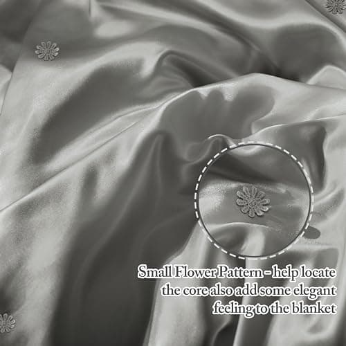 MILVOWOC Silver Grey Satin Throw Blanket - 60 x 80 Inches, Cooling Packable Lightweight Satin Blanket, Soft & Cozy Silky Throw Blanket for Couch Sofa Bed Outdoor Travel — view 6