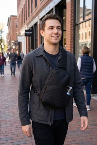 Anti Theft Classic Crossbody Baby Carrier, RFID Blocking, Cut Resistant with Lockable Zippers for Travel & Daily City Use, Black, 9 x 18 x 36 cm, Crossbody Sling — view 5