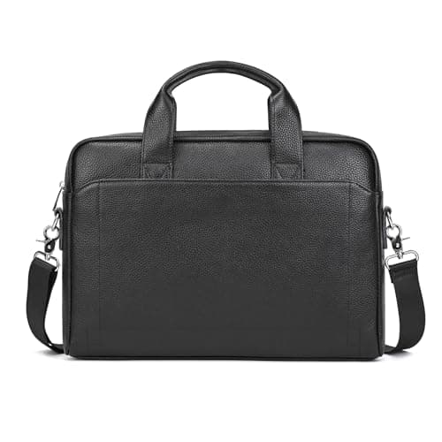 LUUFAN Genuine Leather Briefcases 15.6 inch Laptop Messenger Bags Business Satchel Office Travel Handbag Shoulder Bag for Men, Black