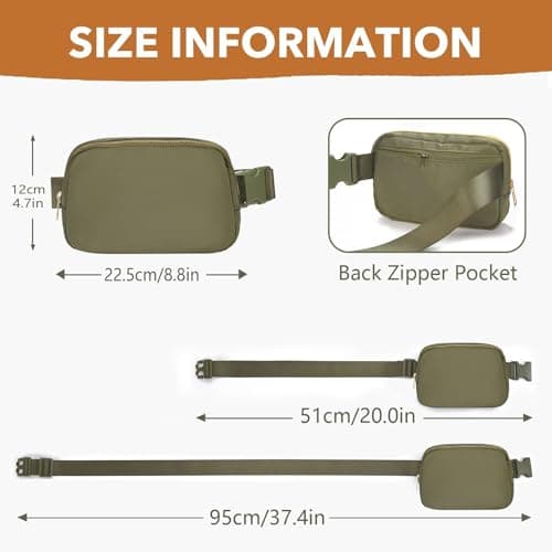 JENCVNL Belt Bag for Women Men, Fashion Bumbags for Ladies Small Crossbody Bags Fanny Pack Lightweight Waist Pack with Adjustable Strap for Running Hiking Workout Traveling (Khaki Green) — view 4
