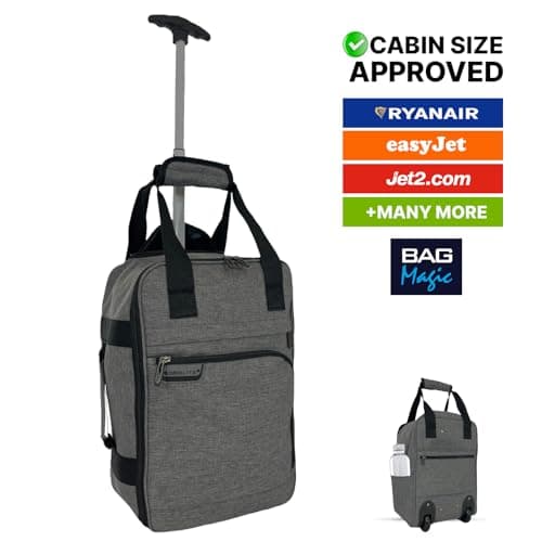 Bordlite RyanAir Approved Cabin Holdall on Wheels, Extendable Handle, Multi Pocket Twill Travel Bag - 40x25x20cm - Grey — view 2