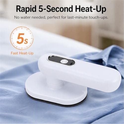 Sxhlseller Cordless Mini Travel Iron, Portable Dry Handheld Press with 3 Temperature Settings, USB Rechargeable - Fast Heat Wrinkle Remover for Clothes, Sewing — view 2