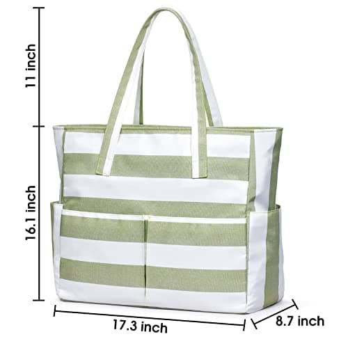 oscaurt Beach Bags for Women, Waterproof Beach Bag with 9 Pockets Large Capactiy Tote Bag with Zip Holiday Essentials for Women — view 6